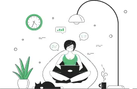 Illustration of a freelancer works in home