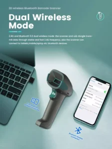 Syble XB-D30RB wireless barcode scanner with Bluetooth and 2.4G USB connection